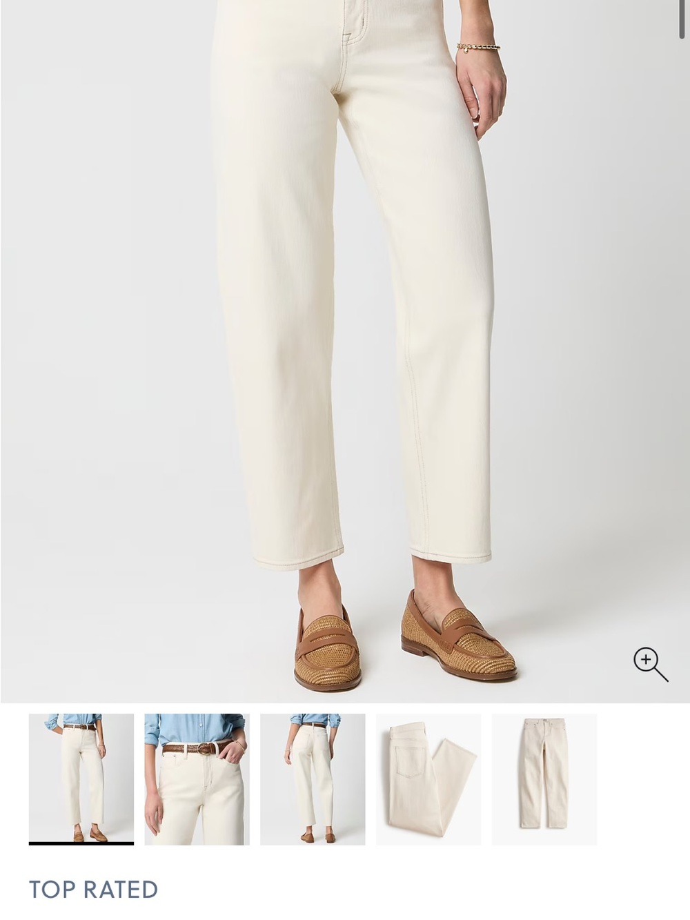 J. Crew Factory Barrel-leg jean in all-day stretch -color Ecru